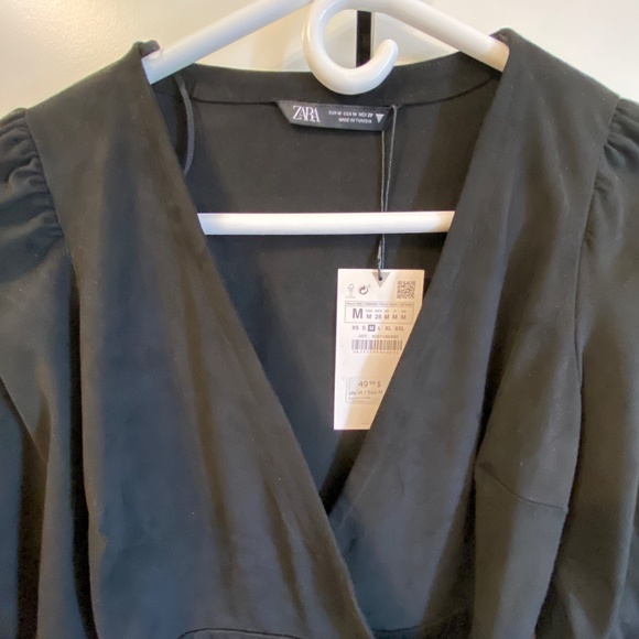 Zara Suede V Neck Long Sleeve mini dress - Picture 4 of 6